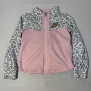 Nike Toddler Girls Track Jacket Jogger Pink Leopard Print Full Zip Size 4T